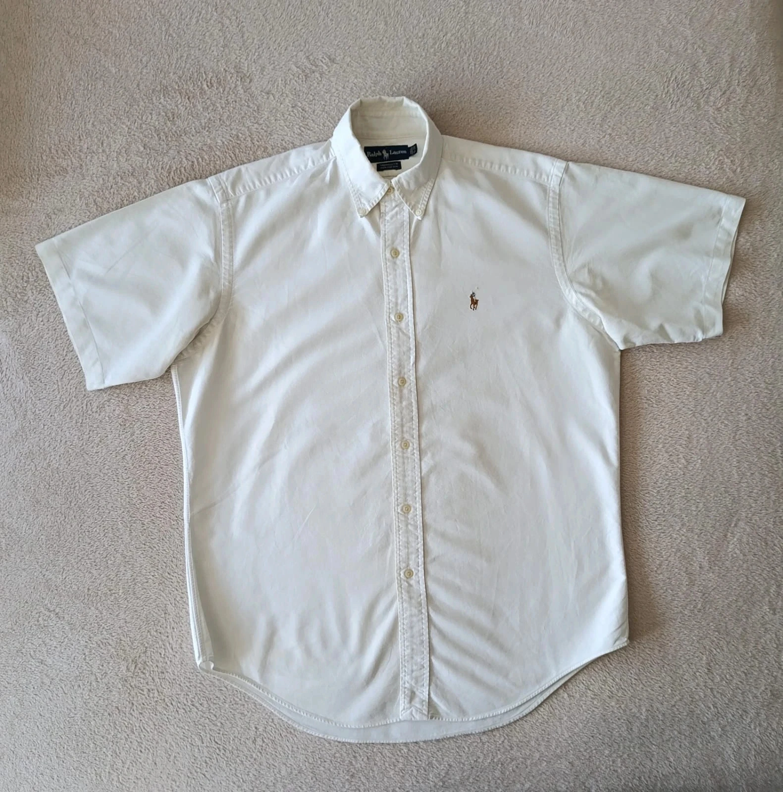 Camisa Ralph Lauren Vintage Yarmouth branco-acinzentado mangas curtas Tamanho 15/32 – photo 2